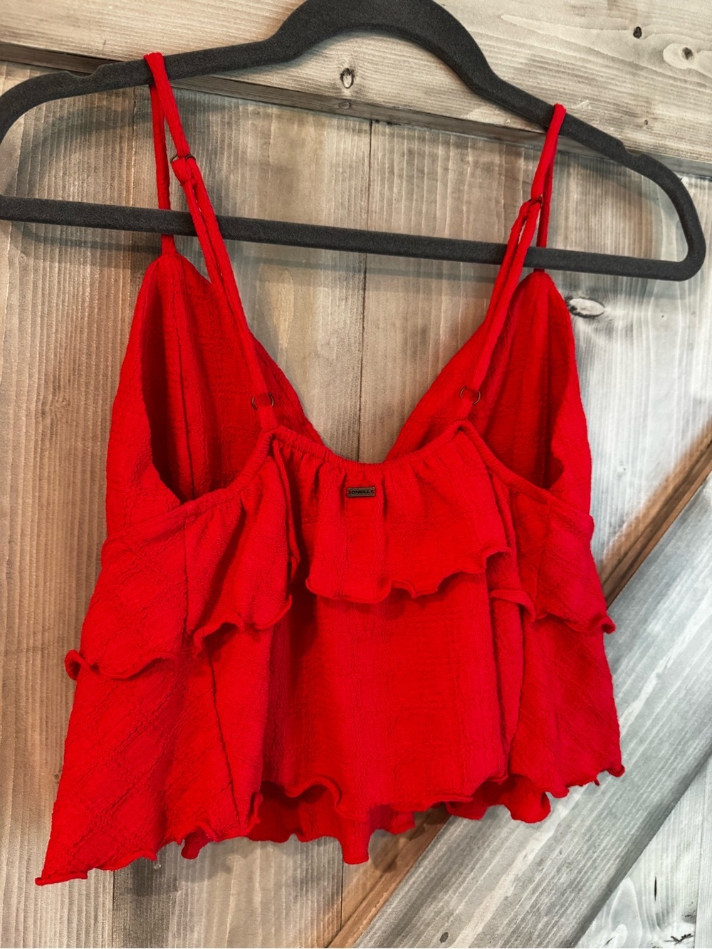 O'Neill Bright Red Ruffle Tiered Camisole - Picture 2 of 4